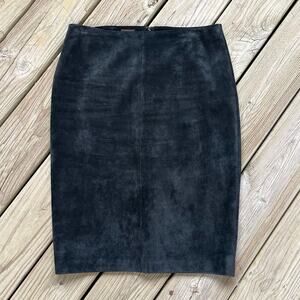 Danier Women's Black Suede Pencil Skirt Double Zip Size 8